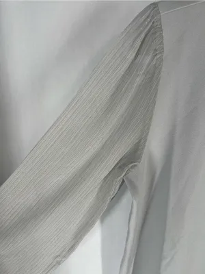 Ann Taylor Gray Mixed Media Mock Neck Blouse Size M thumbnail 4