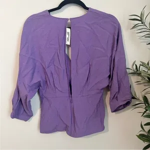 Diane Von Furstenberg Twist Front‎ Open Back Wrap Top In Lilac thumbnail 6