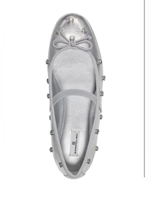 Bandolino Women' 5 Prity Mary Jane Embellished Ballet Silver Flats New thumbnail 3