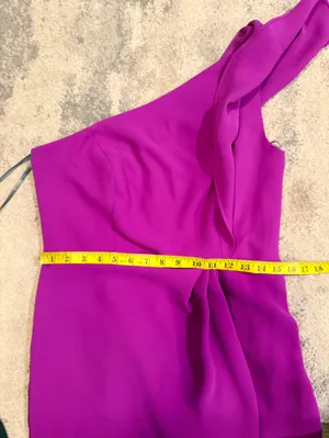 White by Vera Wang One-Shoulder Fuchsia Evening Gown thumbnail 7