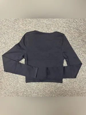 OQQ Black Scoop Neck Long Sleeve Crop Top Stretch Fitted Small NWOT thumbnail 7