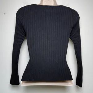 VTG 90s Rave Women Babydoll Knit Top Small Black Ribbed Whimsigoth Indie Grunge thumbnail 5