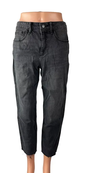 Hollister Curvy High Rise Women's Black Washed Cropped Mom Denim Jeans Size 5S thumbnail 1