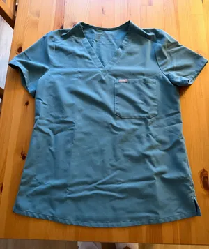 FIGS Catarina Teal One-Pocket Scrub Top thumbnail 1