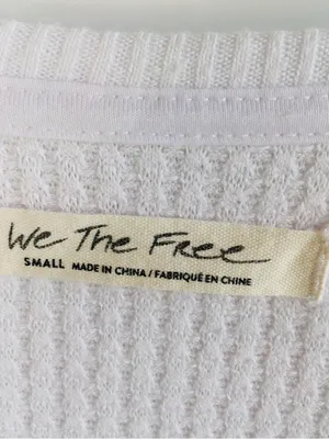 Free People Santa Clara Thermal Top White Oversized Waffle Knit thumbnail 4