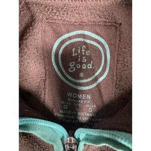 Life Is‎ Good Jacket Womens Large Brown 1/4 Zip Fleece Relaxed Fit Casual Cozy thumbnail 3