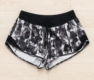 Lululemon Women's Hotty Hot Low-Rise Lined Running Shorts Black Floral 10 thumbnail 1