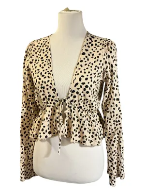 Free Kisses Spot Print Tie-Front Crop Top - Size L thumbnail 1