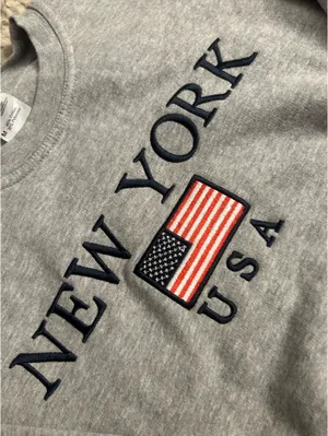 New York Embroidered Crewneck Gray Size M thumbnail 3
