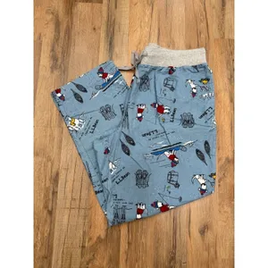 L.L.Bean Ski Snow Print Pajama Lounge Pants XL Blue 100% Cotton‎ Sleepwear NWOT thumbnail 2