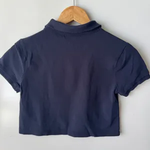 Forever 21 Crop Top Polo Shirt Cat Embroidery‎ Short Sleeve Navy S thumbnail 5