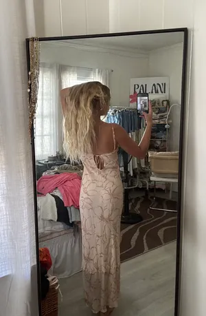 Lovely Long Peach Dress thumbnail 4