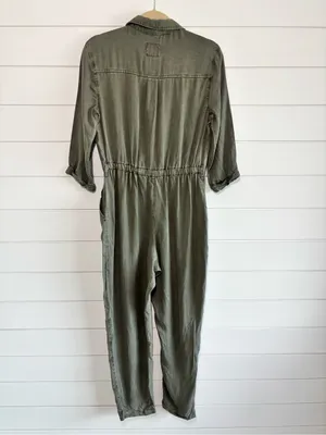 Abercrombie & Fitch Olive Green Button-Front Utility Jumpsuit Size M thumbnail 4