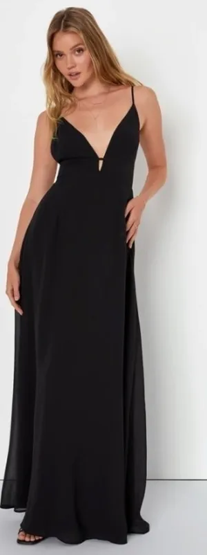 LULU's Elegant Wedding Special Event Sexy Flowy Maxi Gown • Medium NWOT thumbnail 1