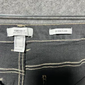 Forever‎ 21 Premium Womens High Rise Flare Cargo Jeans Washed Black Size 30 thumbnail 8