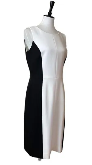 Preston & York Women’s Dress Sheath Classic Black White Color Block Size 8 thumbnail 2