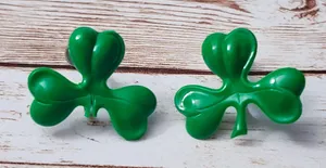 Vintage Screw On Earrings - Green Shamrock 0.75" - Damaged thumbnail 1
