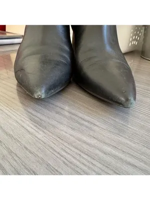 Marc Fisher Black Leather Zip Up Boots With Heel Booties Size 8 thumbnail 6