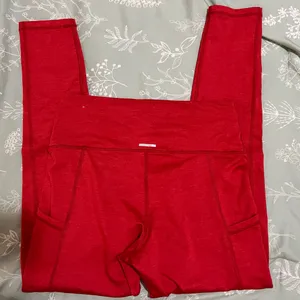Aerie Vibrant Red Leggings Sz L thumbnail 3