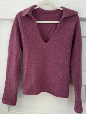 Vince Women's V-Neck Collared Sweater - Dusty Plum thumbnail 1