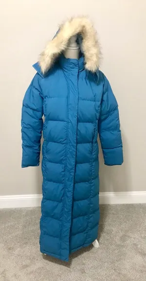 L.L. Bean Long Down Ultra Warm Coat with Faux-Fur Trim Hood thumbnail 1