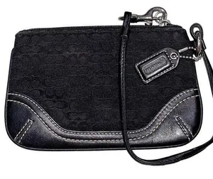 Coach Black Mini Monogrammed Wristlet thumbnail 1