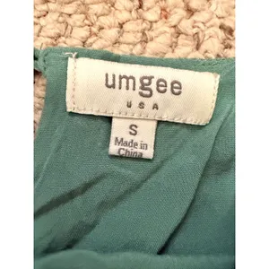 Umgee Embroidered Boho Mini Dress Sage Green Bell Sleeve Babydoll S thumbnail 4