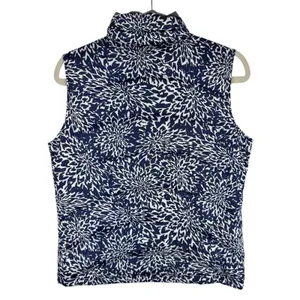 Lands'‎ End Blue White Full Zip Quilted Insulated Mock Neck Puffer Vest Size S thumbnail 2