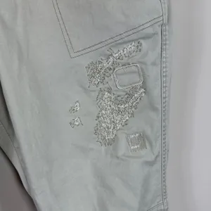 Pilcro Hyphen Patchwork Distressed Barrel‎ Chino Pants in Muted Khaki Sz 28 Tall thumbnail 2