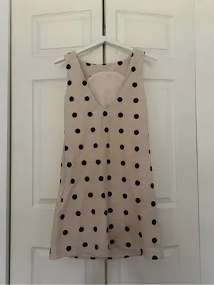 NWT Avara Lacey Dress Cream Black Polka Dot Shift Dress Linen Blend Size Small thumbnail 5