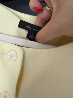 Ann Taylor Butter Yellow Linen Blend Matching Set | long vest, flare ankle pant thumbnail 7