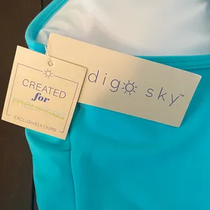 New NWT Indigo Sky Maurice's Teal Neck Tie Halter‎ Swim Top Size Large thumbnail 3