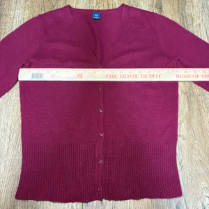 VTG y2k Gap Burgundy Wool Angora Cashmere 3/4‎ Sleeve Cardigan Sweater Small thumbnail 4