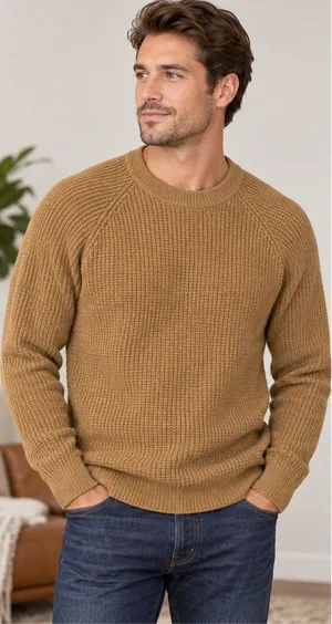 Peter Millar Collection M Wool Cashmere Sweater Brown Crewneck England Waffle Kn thumbnail 1