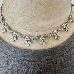 Silver tone rhinestone flower necklace Silver thumbnail 1