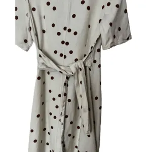 Moon River Polka Dot Midi dress SIZE MEDIUM Cream/brown Linen Blend thumbnail 6