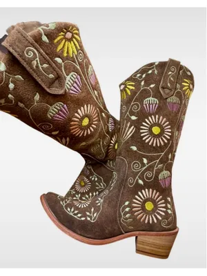 Agave Sky Vaquera Holly Suede Floral Embroidered Cowgirl Western Boots Size 6 thumbnail 11
