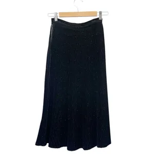 Vintage 60s Campus Casuals Wool Pleated Midi Skirt Black Confetti Fleck Size XS thumbnail 3