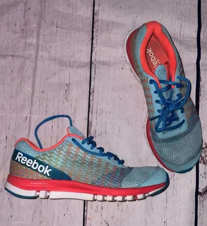 Women’s Reebok sublite blue and pink tennis shoes 7 thumbnail 1