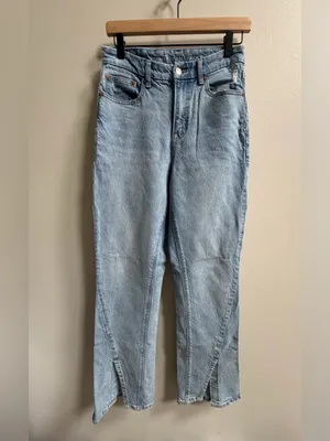 American Eagle Curvy ’90s Bootcut Slit‎ Hem Denim Jeans Light Minimalist AE Chic thumbnail 6