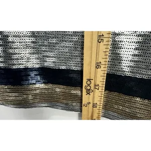 Lucy‎ Paris Sequin Crop Top Gold Silver Navy Striped Party Glam Y2K Size Medium thumbnail 5