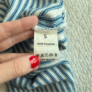 Women’s Blue White Striped Knit Cut Out Dress Small thumbnail 7