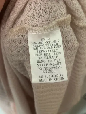 Kori Thermal Waffle Knit Mixed Print Tunic Top Blush Pink Size Large thumbnail 6