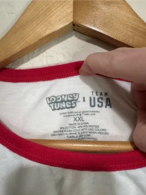 Bugs Bunny Looney Tunes Team USA 2024 Olympics Ringer Tee XXL thumbnail 2
