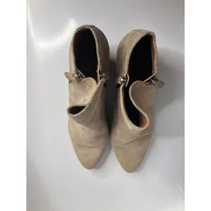 Frye Suede Ankle Booties Womens 10 Ash Tan Excellent Pointed Toe Block Heel Zip thumbnail 5