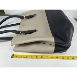 Kate Spade New York Beige/Black Colorblock Tote Zip Center, Pockets Gold thumbnail 7
