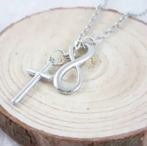 Women Fashion Silver Infinity Cross Pendant Chunky Choker Necklace ( 5/20$ ) thumbnail 4