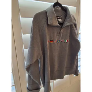 Vintage Express World Brand Quarter Zip Pullover Sweatshirt Gray Flags Size M thumbnail 8