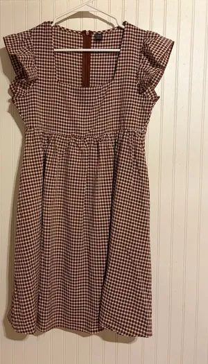 SheIn Brown gingham sundress thumbnail 1