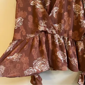 ✨ Whiteroom + Cactus Brown Floral Sheer Long Sleeve‎ Top Small thumbnail 6